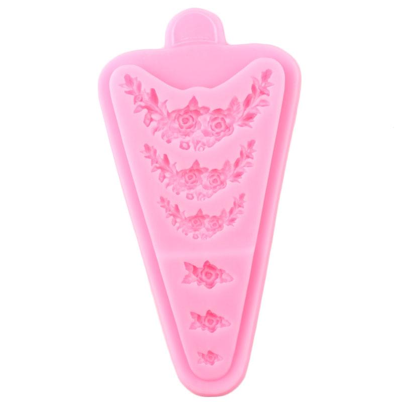 Flower Wreath Cake Border Silicone Moulds Fondant DIY Wedding Cake Decorating Tools Cupcake Topper Candy Clay Chocolate Mould