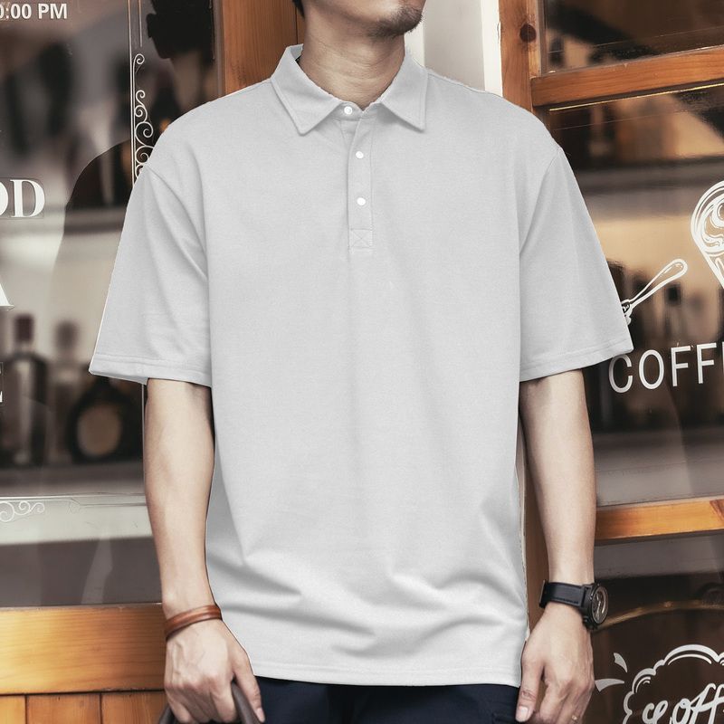 Men's Oversized Short Sleeve Polo Shirt Casual Loose Solid Comfortable Daily Fashion Top