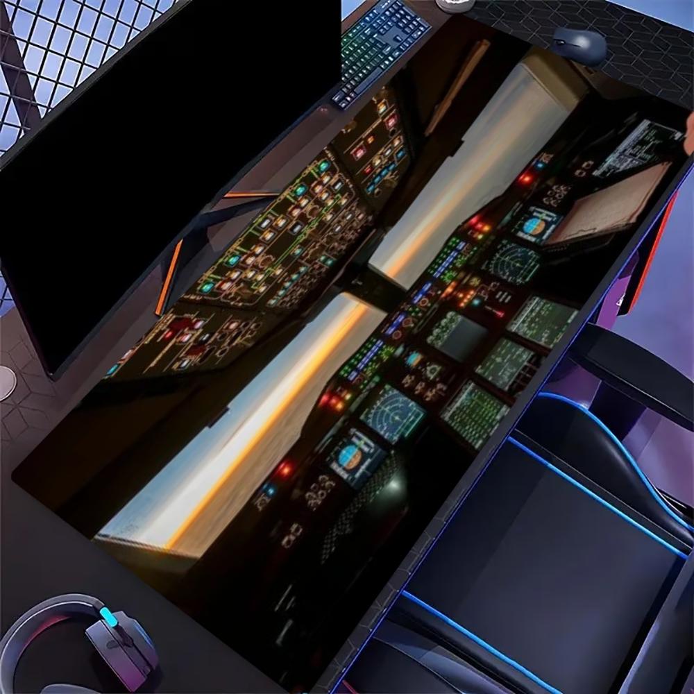 Cockpit Sunset Sky Print Large Gaming Mouse Pad Extended Non Slip Rubber Lock Edge Desk Mat For Pc Gamer Office Laptop Decor