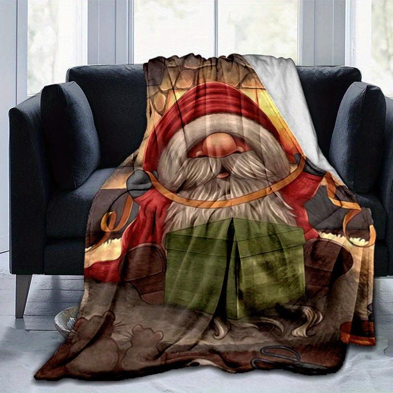 

1pc Christmas Dwarf Printing Lightweight Flannel Blanket, Comfortable and Warm Blanket, for Camping Sofa Bed and Couch Office, Gift 100x150cm