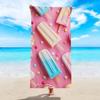 Süßes Eis Strandtuch Lustiger Eis am Stiel Druck Badetuch Sommer Erdbeer-Dessert Grafik Badetuch Kawaii Poolhandtuch