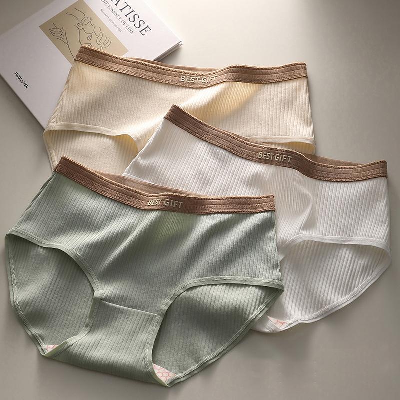 Damen Slips aus Baumwolle mit mittlerer Taille, bequemer Slip, weiche Mädchen-Höschen, sexy Unterwäsche, M bis XXL