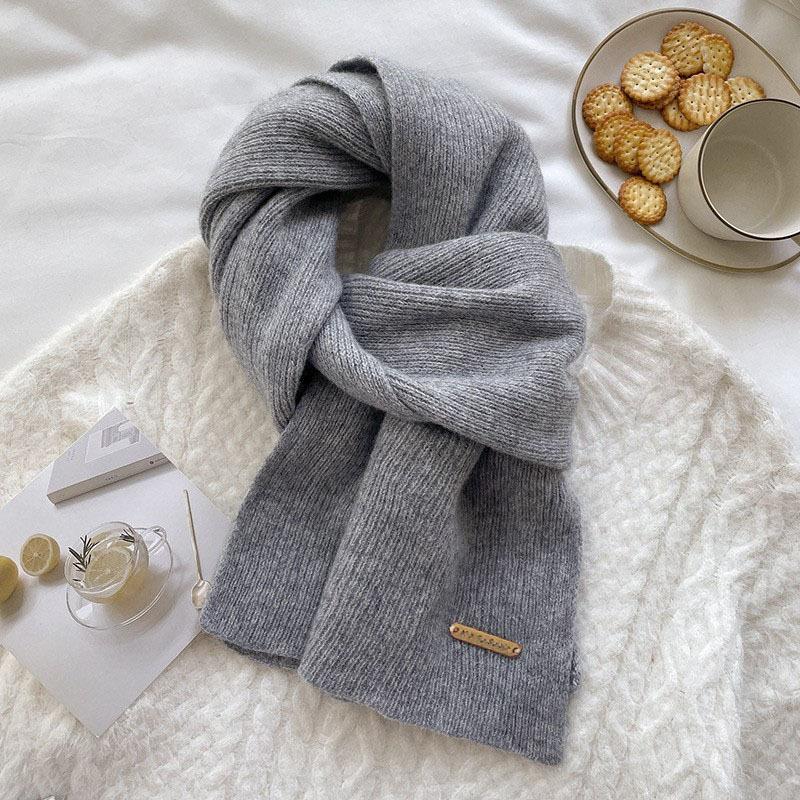 New Autumn and Winter Women's Scarf: Solid Color Knitted Thickened Warm Scarf, Simple Scarf