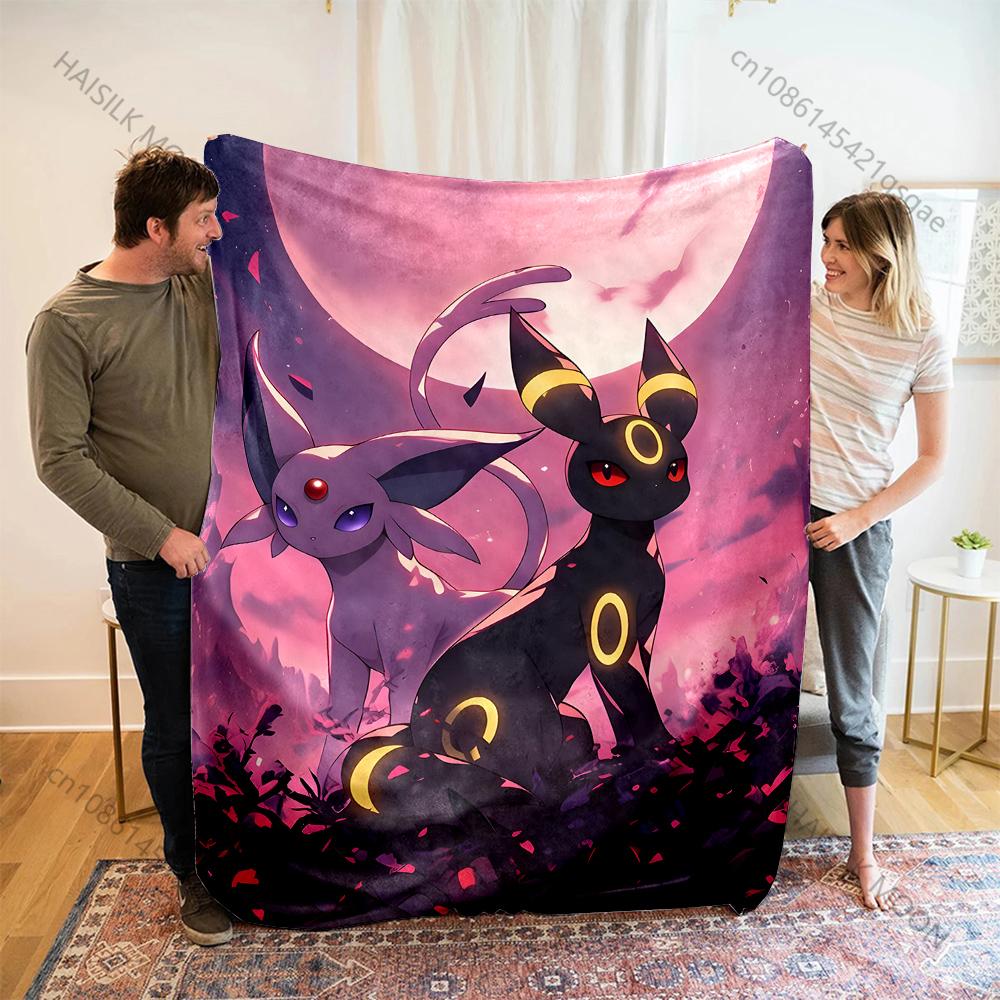 Japanese Games Umbreon and Sylveon Print Cartoon Blanket Flannel Fluffy Soft Blanket for Adult Kids Plush Sofa Bed Car Camping