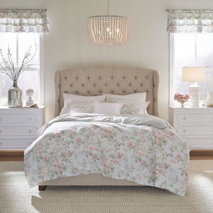 Bedding set - laura ashley - madelynn - king size - reversible - blue cotton blu