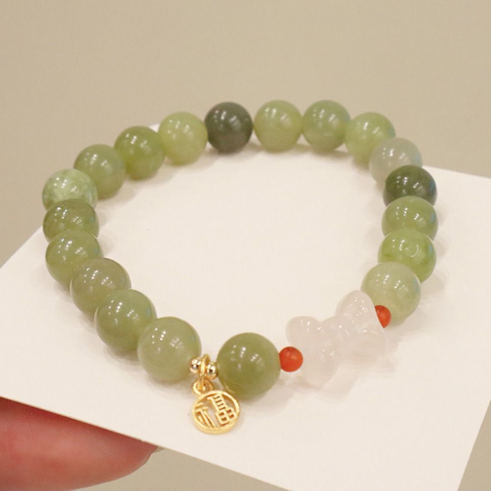 Lotus Green Stone Bracelet Fortune New Chinese Style Bracelet Personality Beads Bracelets Women