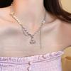 Cherry Girl~ Pearl Metal Splicing Necklace Xia Sweet Cool Wind In Spice Girl Earrings Light Luxury Niche Clavicle Chain