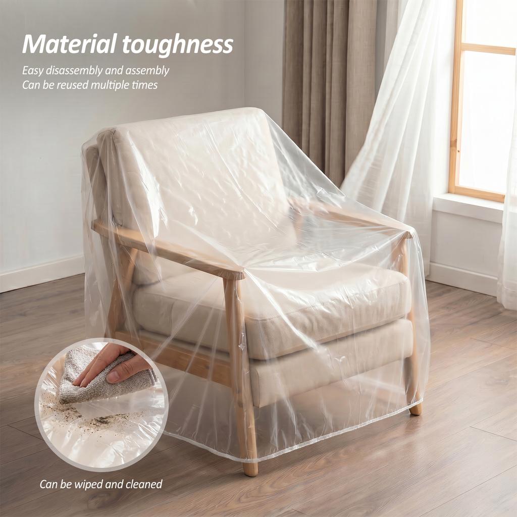 2Pcs Transparent Chair Cover Waterproof Dustproof Outdoor Furnishing Protective Cover with Elastic Band Single Sofa Chair Cover