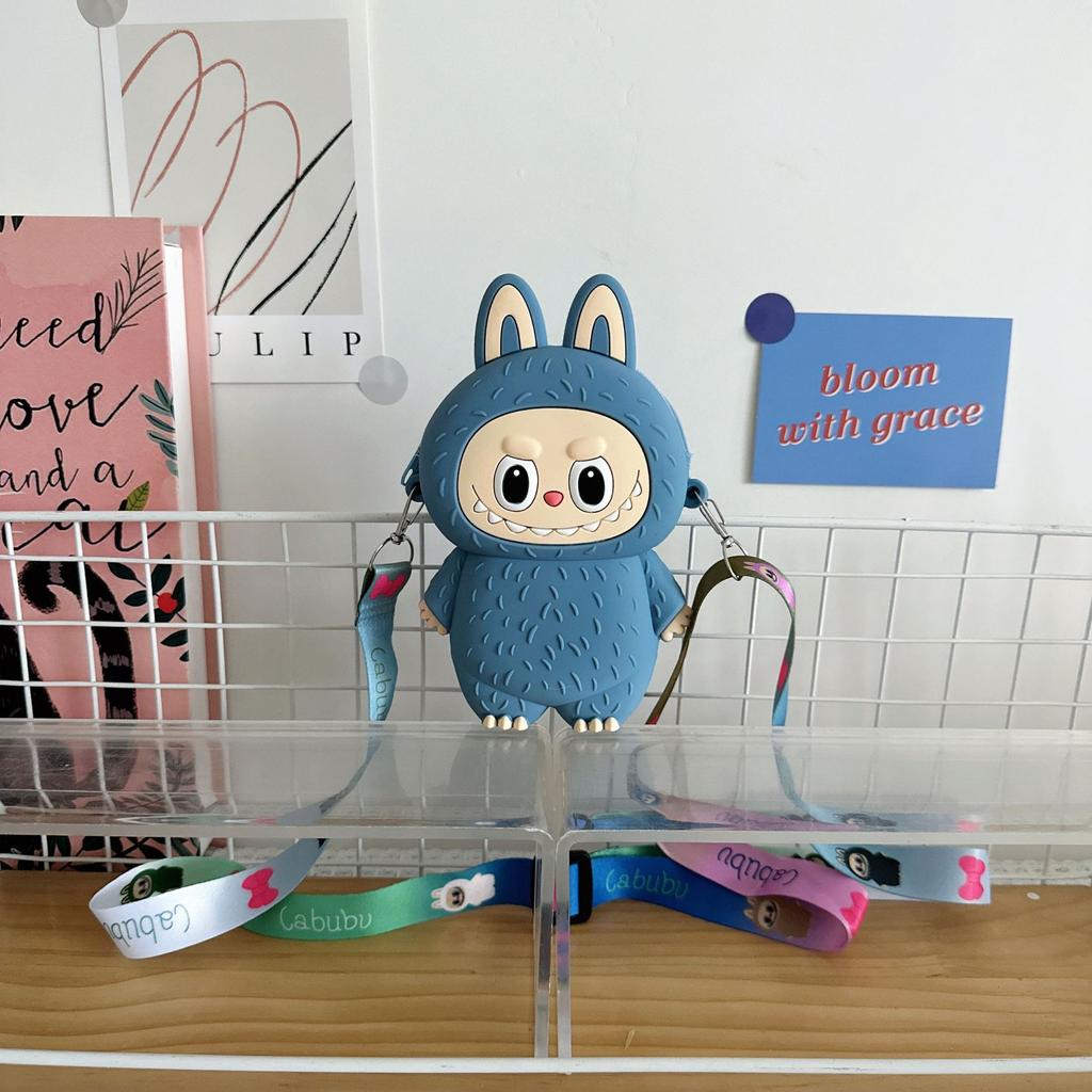 New Cute Children's Silicone Messenger Bag Cartoon Color Doll Boys and Girls Change Storage Bag Mini Earphone Bag