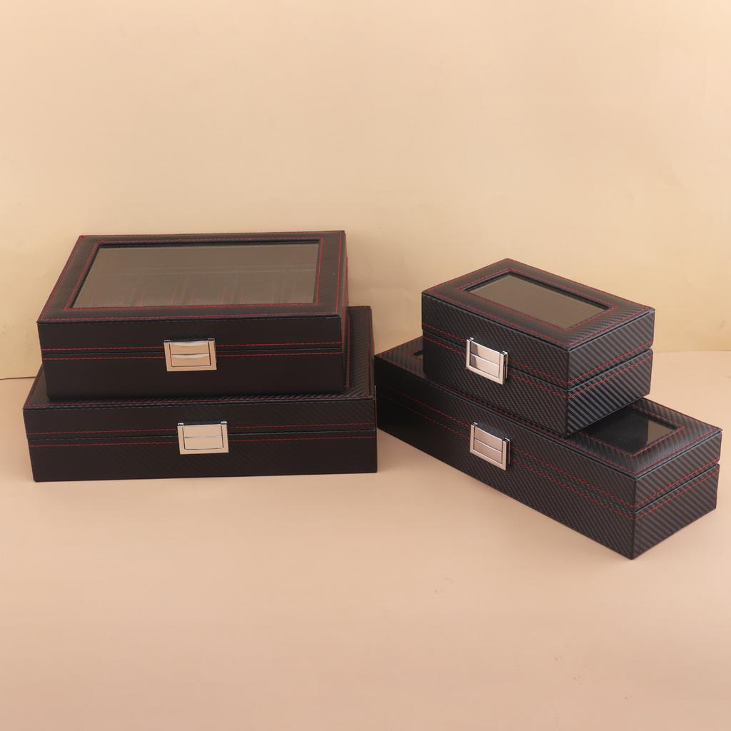 3/6/10/12 Grids Luxury Carbon Fiber Watch Boxes Watch Organizers Top Quality Boxes for Men Women Watches Jewelry Display