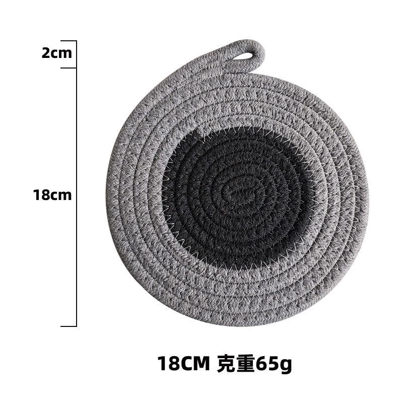 Contrasting cotton rope placemat pastoral thickened thermal insulation pad cotton and linen woven table mat household heat-resistant and anti-scalding