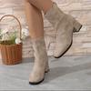 Large Size Polished Low-tube Women's Boots Autumn and Winter New Fashion Women's Boots Rear Zipper Square Heel Women's Shoes