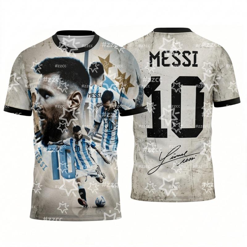 Maglia da calcio di Lionel Messi dell'Argentina numero 10 Kit di allenamento T-shirt estiva sportiva da uomo Abbigliamento per bambini Maglietta maglietta da ciclismo