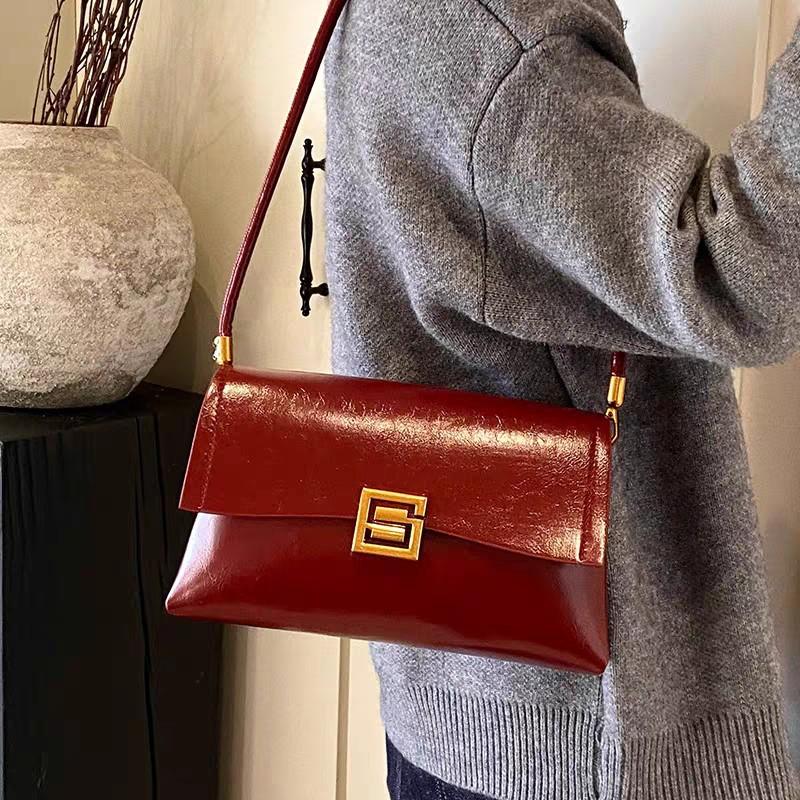 

Бордовая сумка женская 2025 новая высококлассная атмосферная свадебная сумка невесты сумка-тоут подмышечная на плечо сумка-мессенджер бордовый