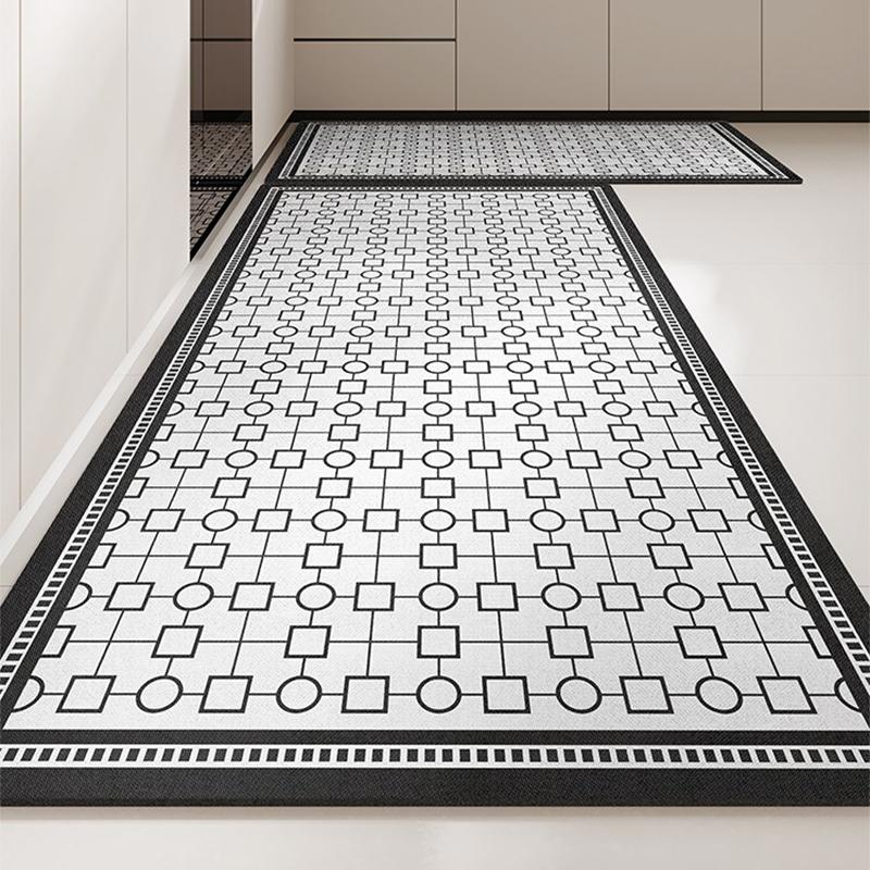 Mat for Kitchen Waterproof Carpet Runner Rug Pvc Leather Anti-slip Floor Mats Long Carpets Black Luxury Home Decoration Rugs