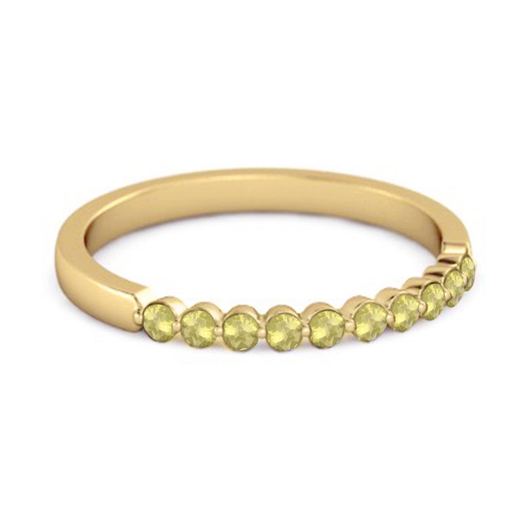 Lemon Quartz Half Eternity Design Band Ring -925 Sterling Silver Gold Vermeil
