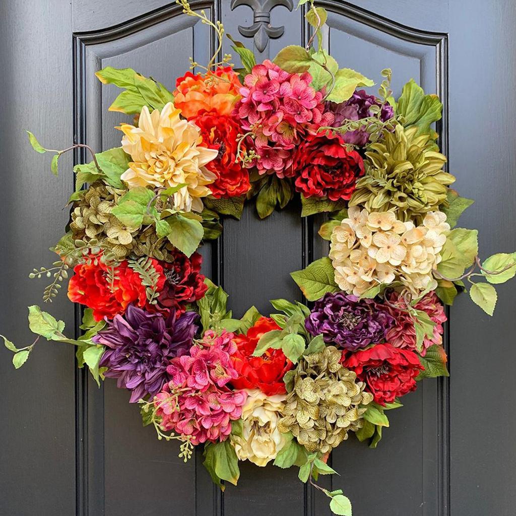 Artificial Flower Garland Spring Door Wreath for Home Wall Farmhouse Easter Holiday Garage House Wreaths for Front Door