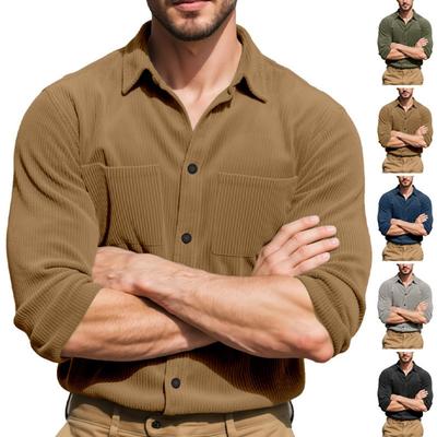 New Spring Autumn Men's Corduroy Shirt Europe Vintage Style Casual Versatile Long Sleeve Workwear Jacket for Men