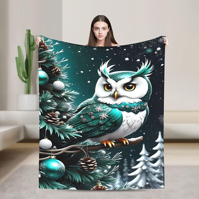 Comfortable winter owl flannel blanket with reversible accessories holiday Christmas design,mixedcolorpatternforholidayblankets