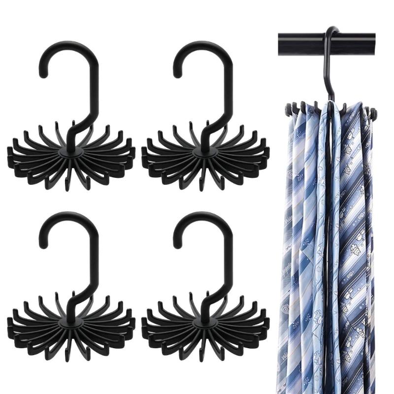 Belt Hanger Scarf Tie Rack Holder for Closet 360 Degree Rotating Clothes Hangers with 18 Claws for Hanging Scarf Towels