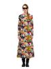 Greedius Tropical Pattern Long Sleeve Dress