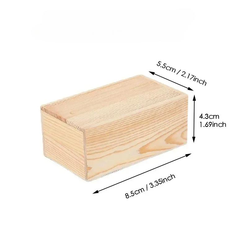 1PCS Wooden Unfinished Blank Storage Box With Slide Top for Necklace Ring Jewels or USB Wood Storage Boxes Case Home Decoration