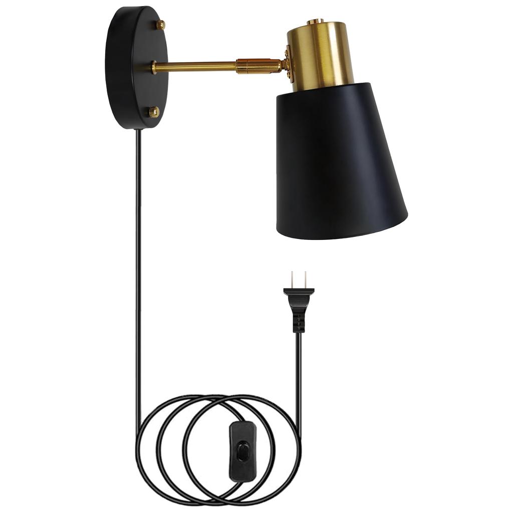 ASCELINA Retro Wall Lamp Home Decoration Black Iron Industrial Wall Lamp E26 Lamp Holder No Bulb Easy To Install With Switch Adjustable Angle Perfect