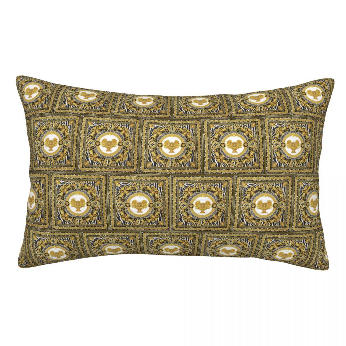 Decorative Golden Medallion Baroque Rectangle Pillowcase Cushion Cover Decorative Bedroom Bed Home Comfort Throw Pillow 60x40cm