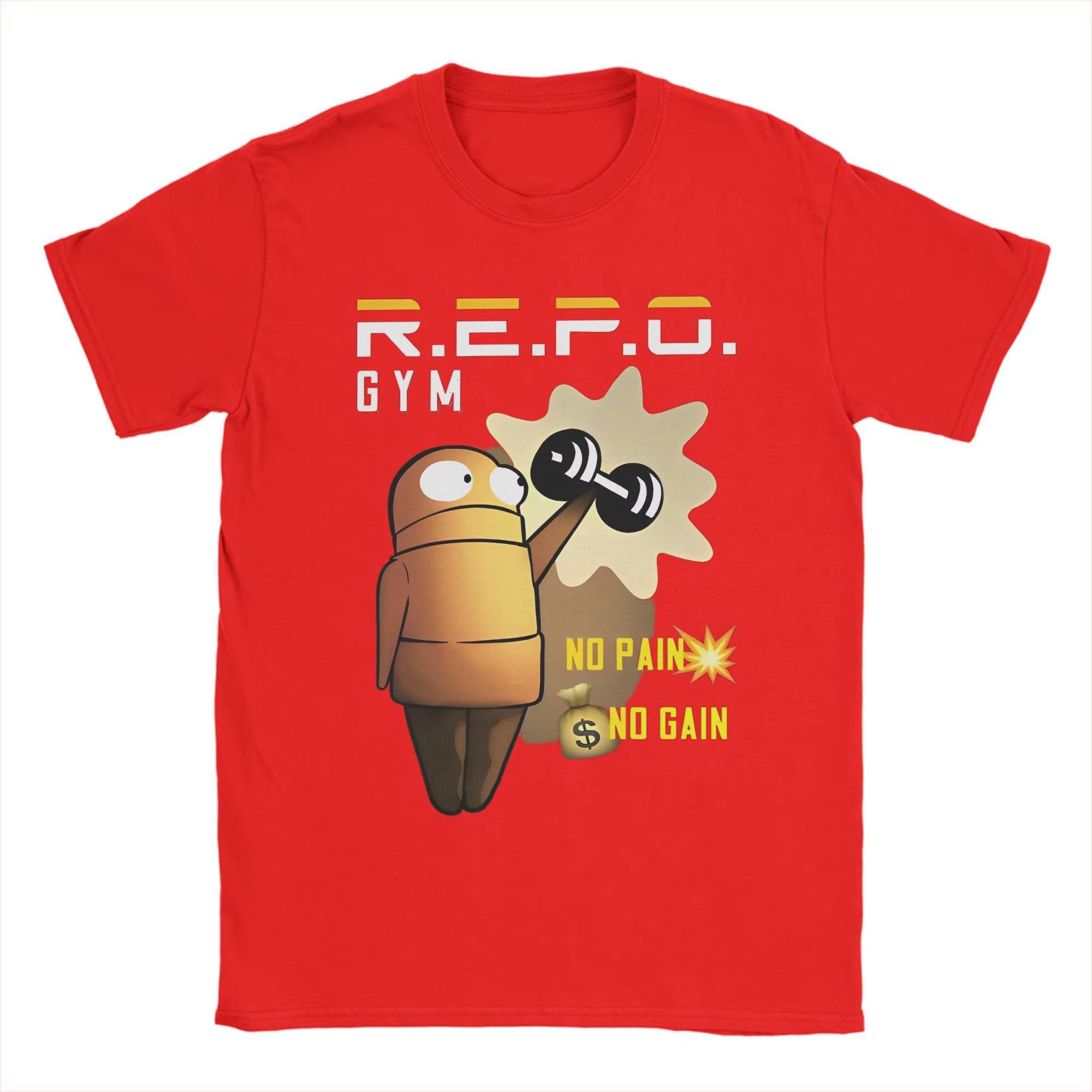 

Men Join The R.E.P.O. GYM No Pain No Gain T Shirt Hot Game Repo Robot Cotton Merch Short Sleeve Round Neck Tee Plus Size Tops XXL красный