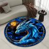 Multiple Sizes Blue Dragon, Starry Background Print Round Carpet Living Room Bedroom Table Chair Sofa Decorative Carpet