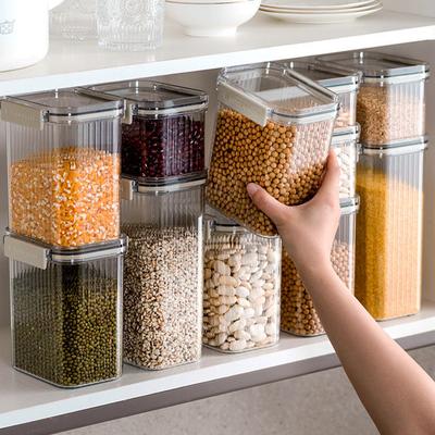 Bocal à céréales en plastique sans BPA, Récipient de stockage alimentaire transparent, Organisateur de garde-manger de cuisine empilable polyvalent, Boîte de conservation