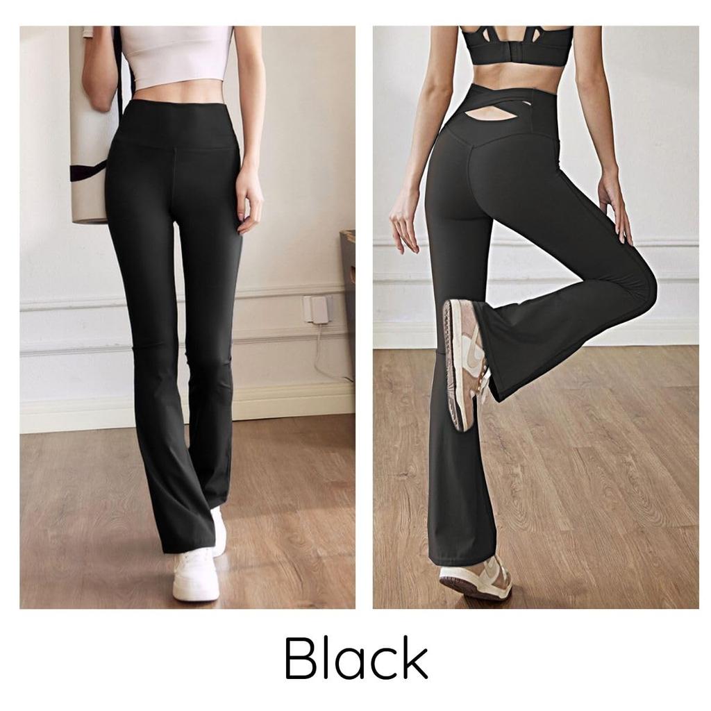 VEROMAN Flared Yoga Slimming Yoga Pants Size Women's Leggings, Pants, (Black, L) ppi-lef043