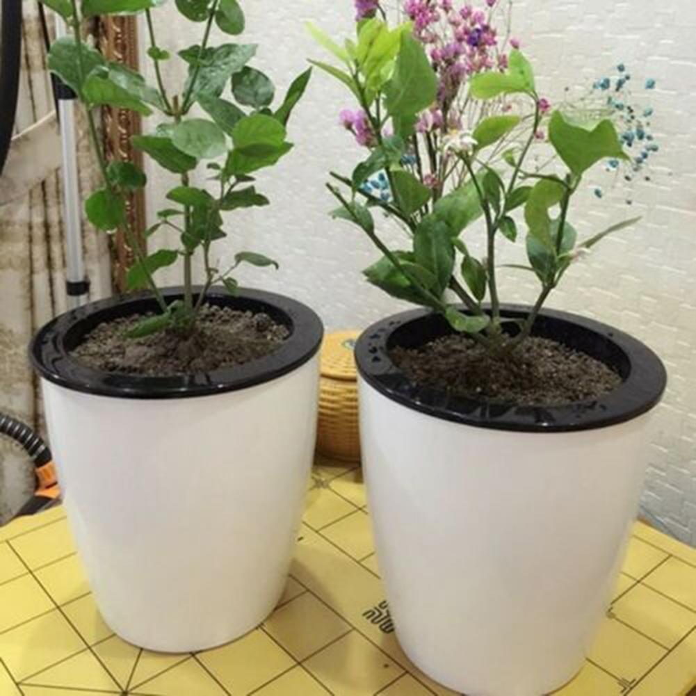 Automatic Self-Watering Round Plastic Plant Flower Pot Garden Decors Home Office