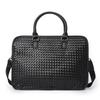 Woven Texture Leather Large Capacity Business Briefcase New for Men Premium Elegant Portable Fashion Shoulder Messenger Commute Purse