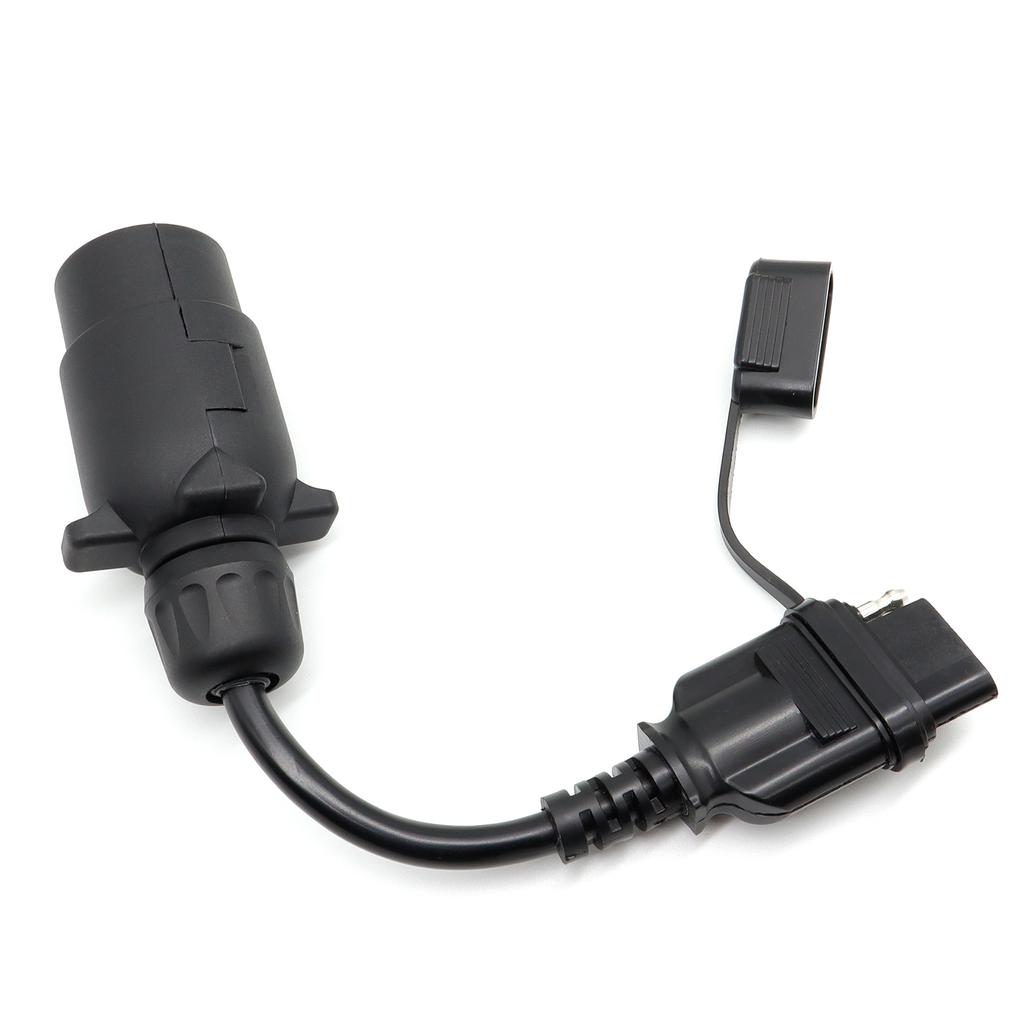 EU To US Trailer Light Converter 7 Pin Round Adapter European Trailer To 4 Pin Flat Socket American Vehicle Tow Hitch Wire Plug