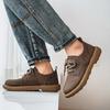New Men's Casual Leather Shoes 2026 Retro British Style Big Head Shoes Soft Bottom Low Top Fashionable Versatile Men's Shoes