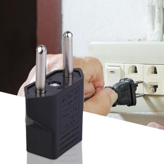 US to EU Adapter Compact Safe ABS Black Power Plug Converter