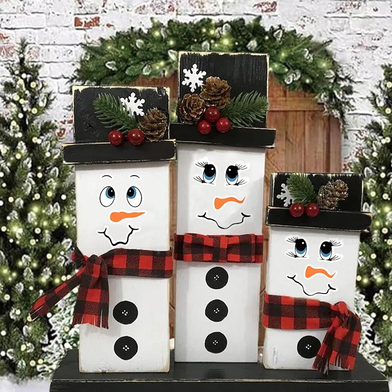Cute cartoon window decoration window sticker self-adhesive Christmas snowman emoji wall sticker