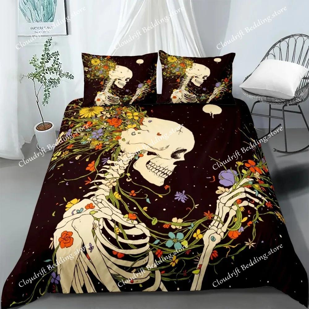 Set da letto con teschio di corvo dipinto a mano Singolo Gemello Matrimoniale Queen King Cal King Set di biancheria da letto