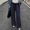 Women's Color-Block High-Waist Elastic Waist Casual Pants with Pockets for Work and Everyday Wear
