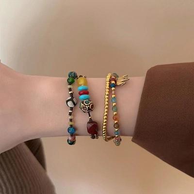 Etnický tibetský styl příznivý náramek slon ženský retro tkaný náramek z přírodního kamene výklenek špičkový personalizovaný náramek