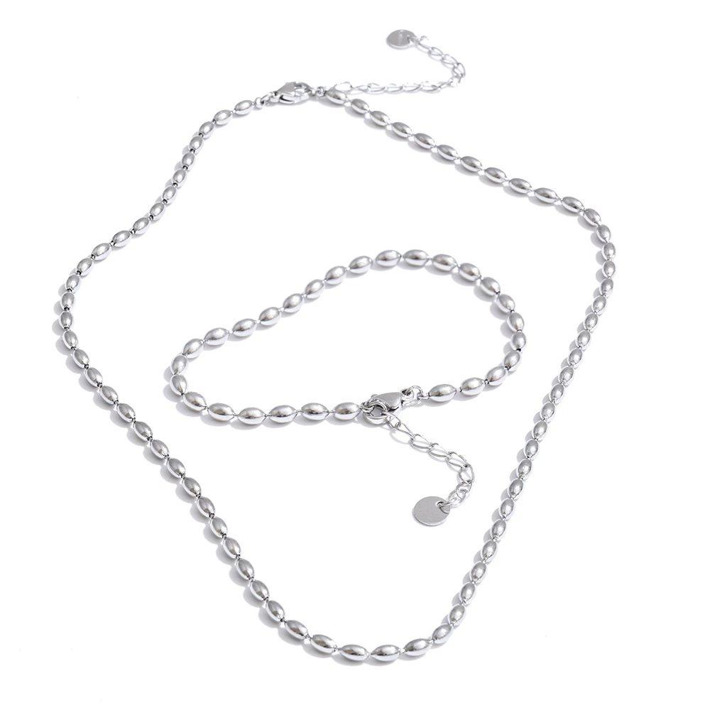 Yhpup Popular Stainless Steel Beads Chain Basic Necklace Bracelet Bangle Set 16K Gold Platinum Color PVD Plated Fashion Jewelry