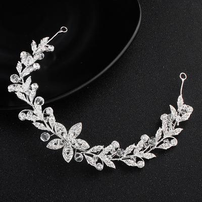 New Soft Chain Bridal Headband Alloy Flower Crystal Beads Handmade Hairband Bridal Headwear