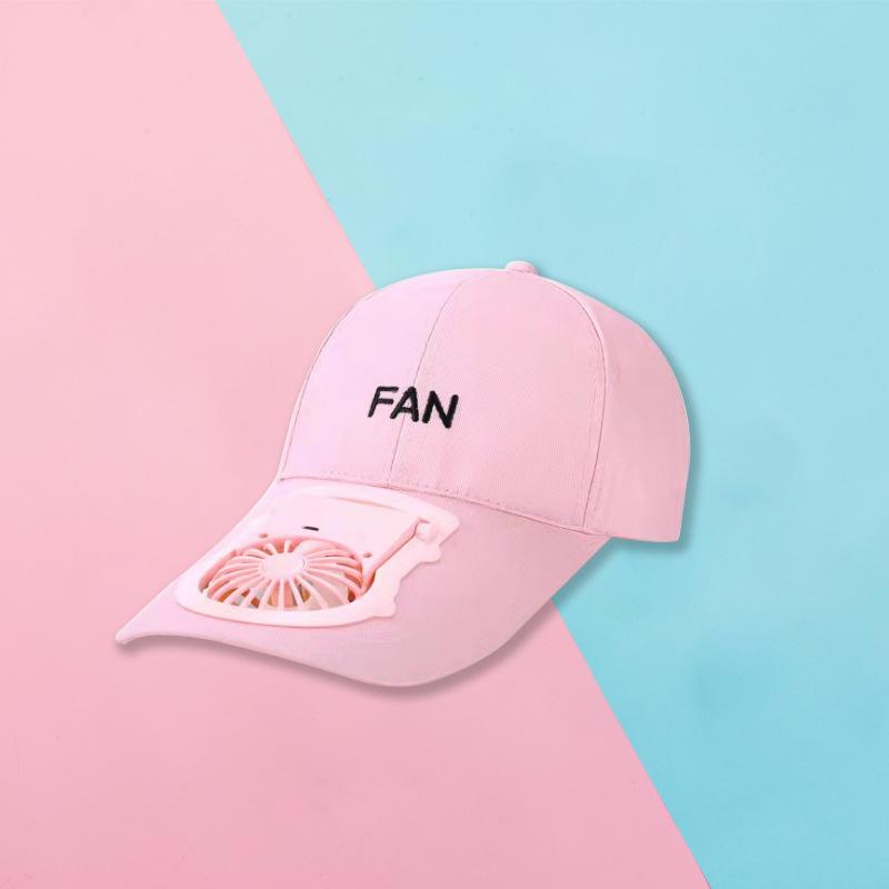 

Men Women Hat USB Charging Fan Cap Baseball Hats with Cooling Fan Sun Protection Casual Outdoor Adjustable розовый