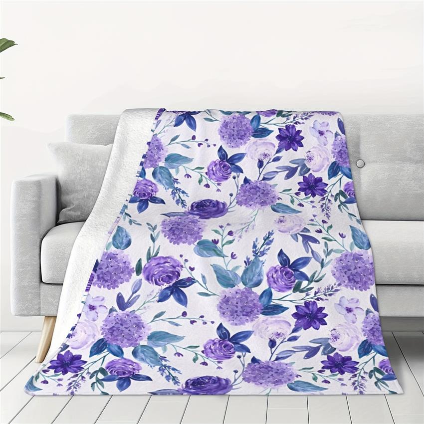 Lila Blumendekor Überwurfdecke Elegantes Aquarelldesign für Wohnzimmerdekoration Geschenk für Sie Heimdekoration