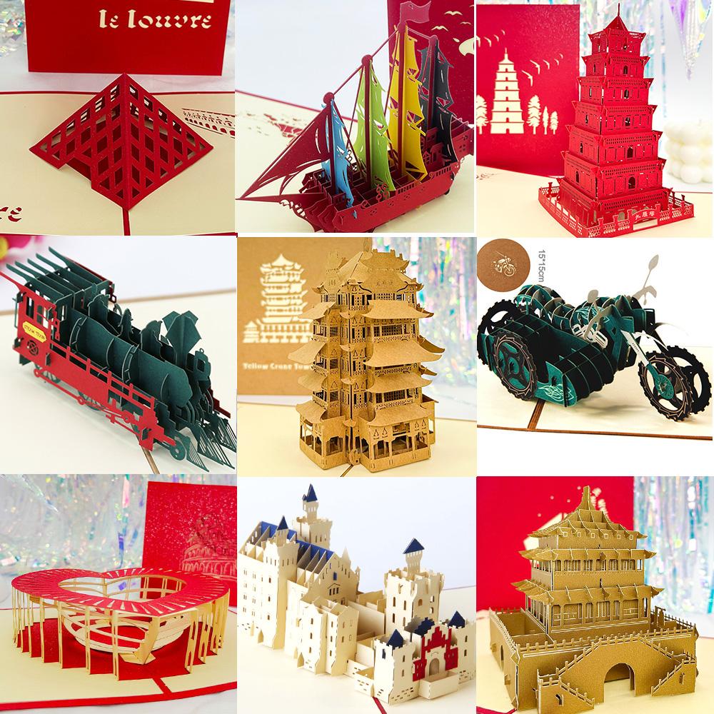 3D Pop Up Birthday Card 3D Miniatures Invitation Cards World Attractions Business Card Boy Gifts Greeting Card Tourist Postcard