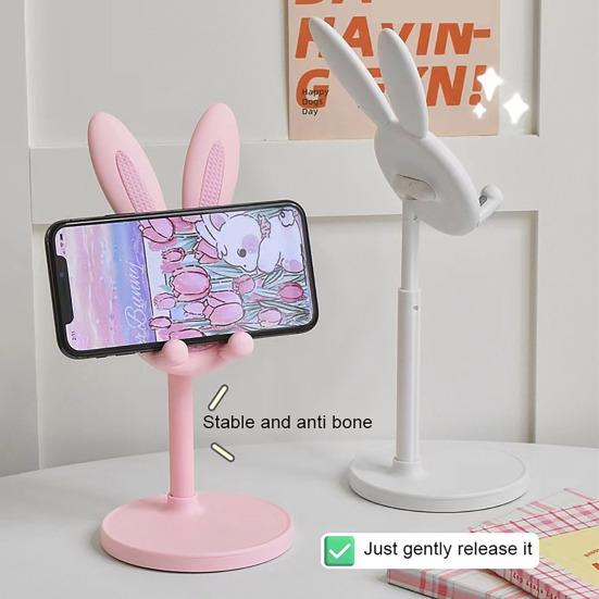 Cartoon Phone Holder Phones Stand for Tablets And Height Adjustable Stable Base Bunny Ear