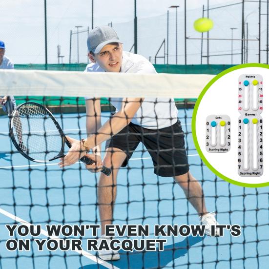 2 Stück Scorer für Tennisschläger und Padel Einfach montierbar Kleines Anzeigetafel Zähler Tragbarer Punktzähler zum Aufzeichnen von Punkten Spielen Sätzen