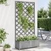 VidaXL Planter with Trellis, Raised Bed, Flower Box, Plant Pot, Flower Box Garden Patio Terrace, Wood Grey 365480