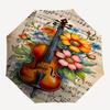 1pc Musical Violin Flowers Sheet Music Artwork Umbrella with Plastic Handle,Suitable for All Seasons Home Travel Outdoor Umbrellaptys31070